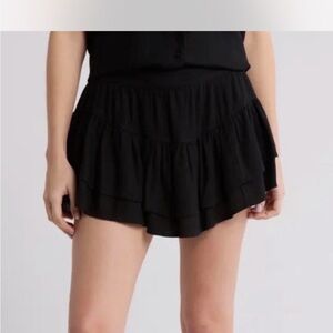 Abound Black Tiered Ruffle Mini Skirt